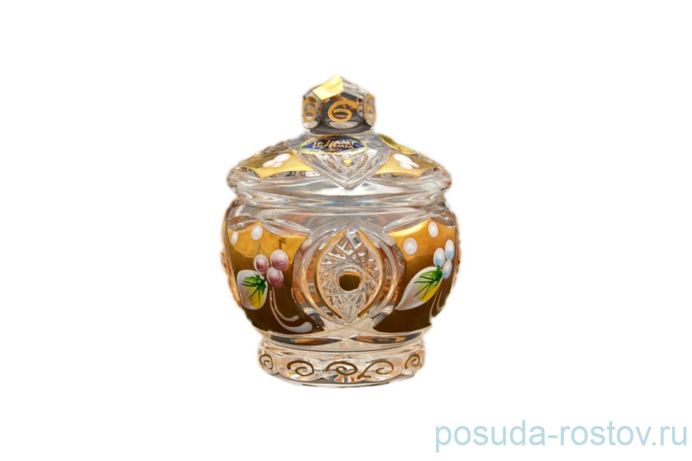 Вазочка 6 см с крышкой "Хрусталь с золотом" / 017408