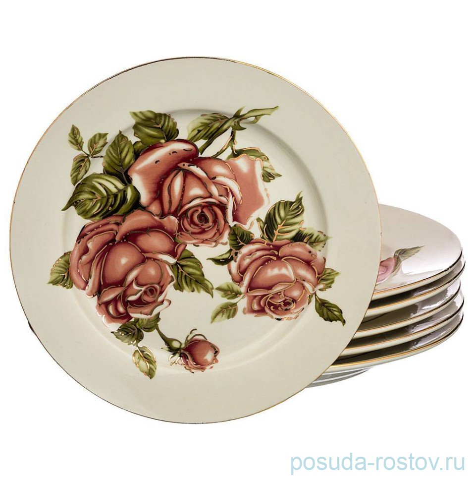 Набор тарелок 25 см 6 шт "Корейская роза" / 312942