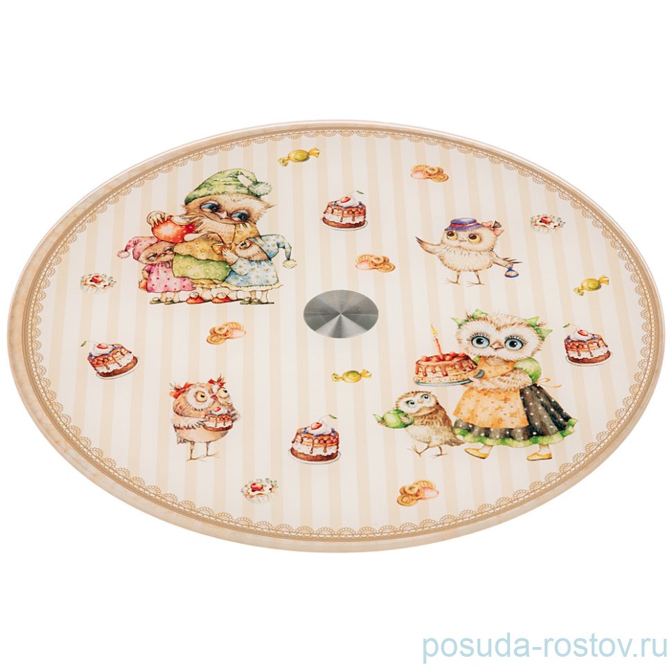 Блюдо 25 х 2,5 см вращающееся "совушки" / 224891