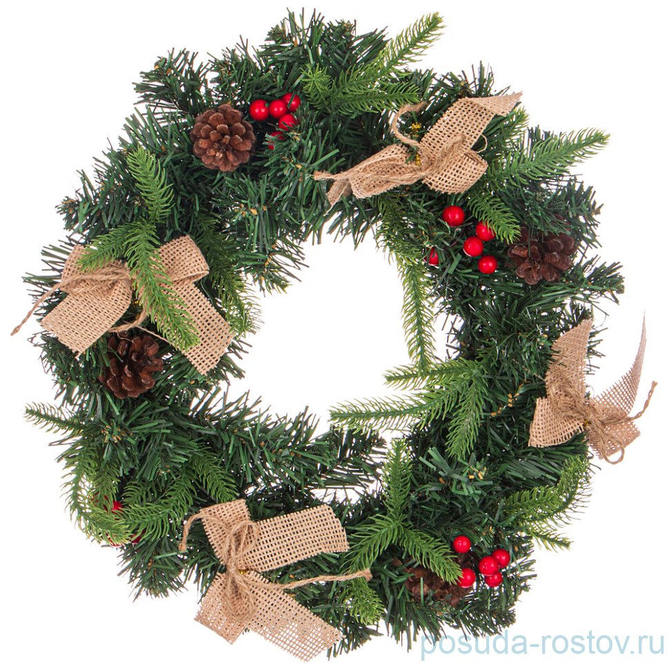 Декоративное изделие 40 см "Венок с красными ягодами" / 224668