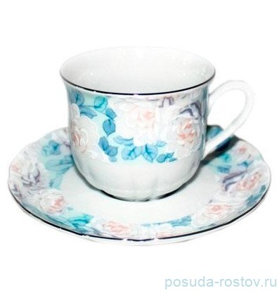 Чайная пара 200 мл 1 шт &quot;Роза /Голубая роза /платина&quot; / 245457