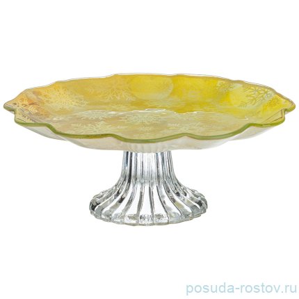 Тортница 25 см н/н жёлтая &quot;Новогодний калейдоскоп /Снежинки&quot; / 268486