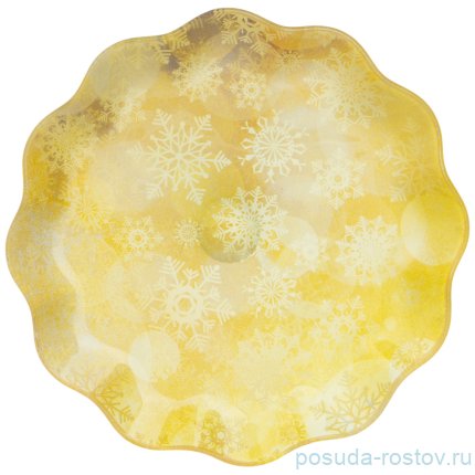Тортница 25 см н/н жёлтая &quot;Новогодний калейдоскоп /Снежинки&quot; / 268486
