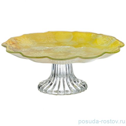 Тортница 25 см н/н жёлтая &quot;Новогодний калейдоскоп /Снежинки&quot; / 268486