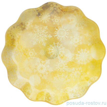 Тортница 25 см н/н жёлтая &quot;Новогодний калейдоскоп /Снежинки&quot; / 268486