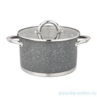 Кастрюля 20 х 11,5 см со стеклянной крышкой 3,5 л серая &quot;agness&quot; / 196270