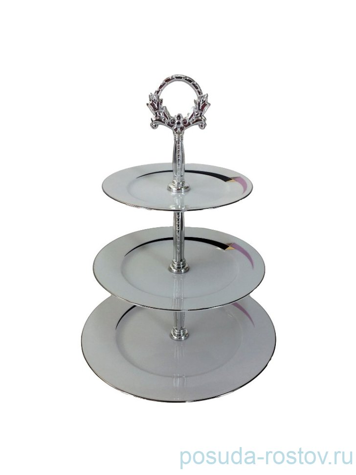 Этажерка 3-х ярусная "Сильвия /Сиренево-чёрная стрела" / 232115