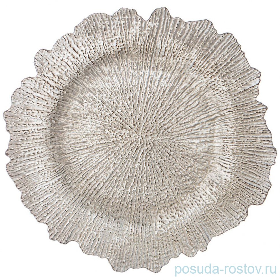 Тарелка 32 х 32 см серебристая / 329708