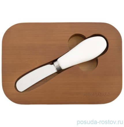 Масленка 16 х 11 см с ножом прямоугольная бежевая &quot;Retro&quot; / 378585