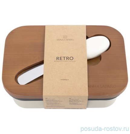 Масленка 16 х 11 см с ножом прямоугольная бежевая &quot;Retro&quot; / 378585