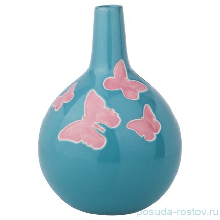 Ваза для цветов 20 см голубая &quot;Бабочки&quot; / 191980