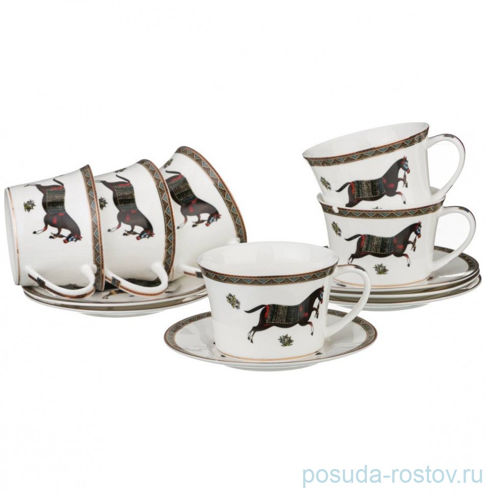 Набор кофейных пар 180 мл 6 шт "Лошадь" / 214392 Набор кофейных пар 180 мл 6 шт "Лошадь" / 214392