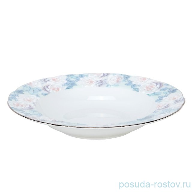 Тарелка 23 см 1 шт глубокая "Роза /Голубая роза /платина" / 261956