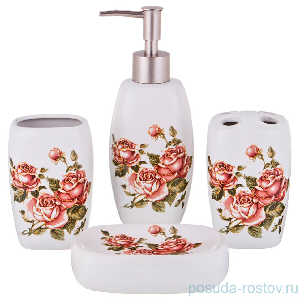 Набор для ванной комнаты 4 предмета "корейская роза" / 196794
