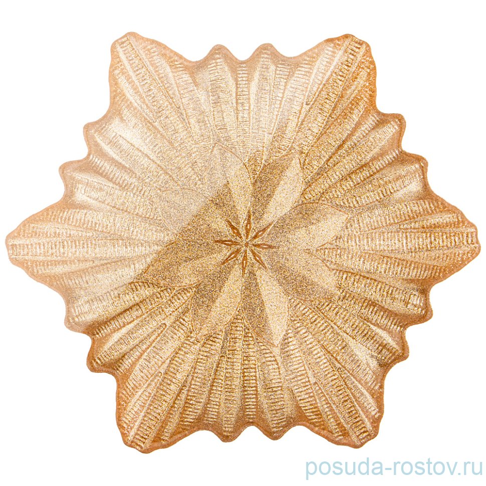 Блюдо 25 см снежинка "snowflake gold shiny" / 259708