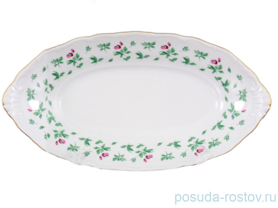 Блюдо 26 см овальное  Bohemia Porcelan Moritz Zdekauer 1810 s.r.o. "Офелия /Розочки /отводка золото" / 065084