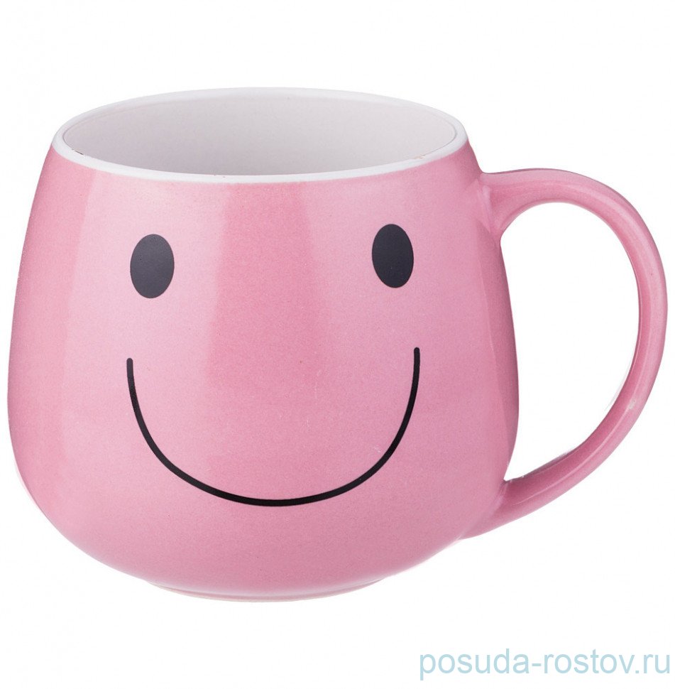 Кружка 350 мл розовая "Весёлый смайлик" / 207881