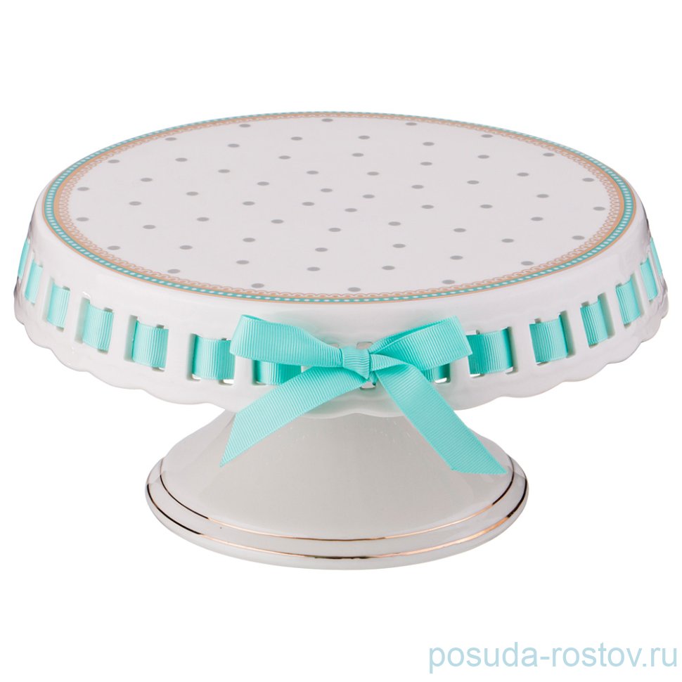 Тортница 25 см н/н "Горох /Зелёная окантовка" / 189730