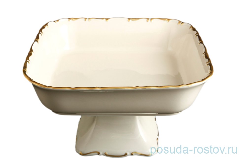 Салатник 24 см квадратный н/н "Анжелика /Золотая отводка /СК" / 098863