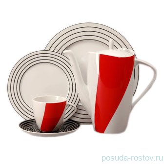 Чайный сервиз на 6 персон 15 предметов &quot;Сильвия /Красная лента&quot; / 043507