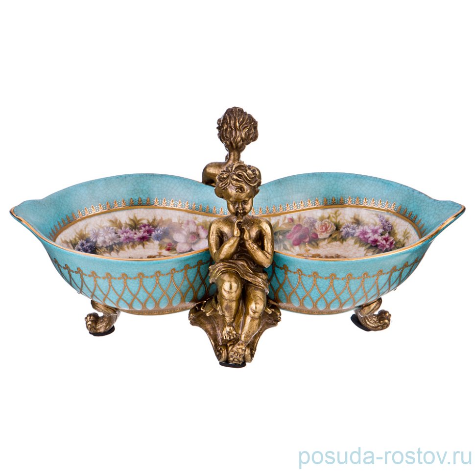 Конфетница 25 х 16 см h-13 см голубая "Lefard" / 191216