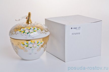 Ваза с крышкой - яблоко &quot;Лепка белая&quot; большая / 046755