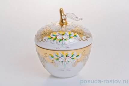 Ваза с крышкой - яблоко &quot;Лепка белая&quot; большая / 046755