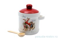 Банка для сыпучих продуктов с ложкой (13 х 11 х 12 см) &quot;Санта-Клаус&quot; / 130149