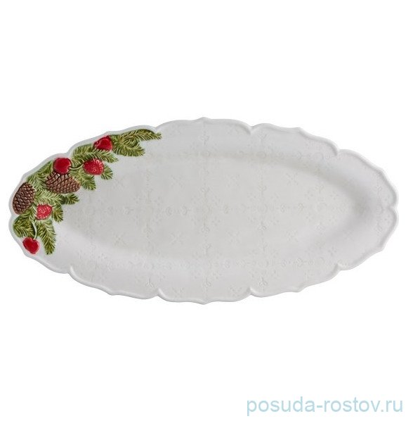 Блюдо 39,5 х 19 см овальное белое "Christmas Garland" / 338016
