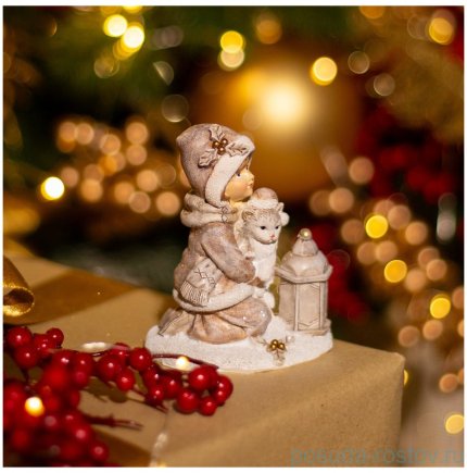 Статуэтка 7,5 х 5,5 х 9 см &quot;Девочка с котенком&quot; / 378887