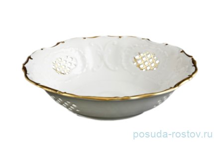 Блюдо 23 см круглое перф. &quot;Анжела /Золотая отводка&quot; / 097931