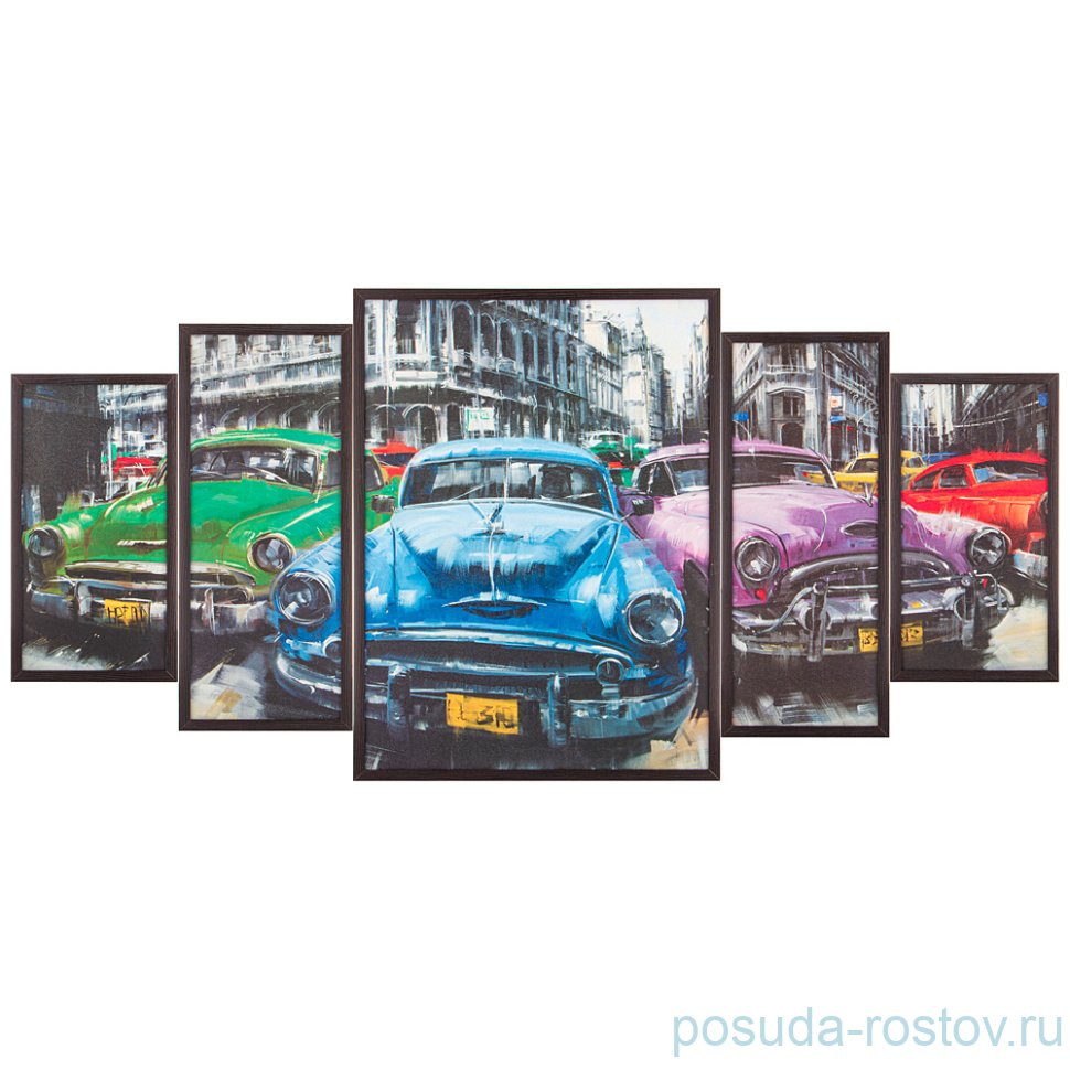 Картина модульная 70 х 138 см "Автомобили" /рамка венге с окантовкой / 275201