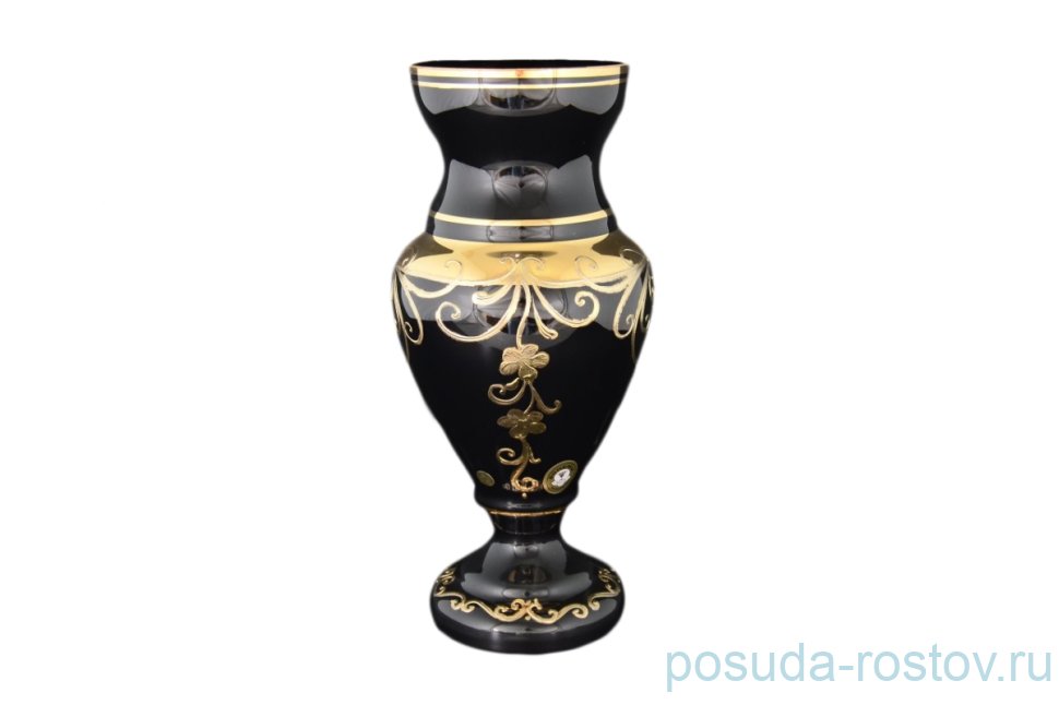 Ваза для цветов 30 см "Черная /Золотой цветок" E-V / 092878 Ваза для цветов 30 см "Черная /Золотой цветок" E-V / 092878