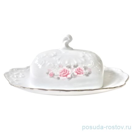 Масленка 23 х 16,5 х 10 см &quot;Рококо /Серая роза /платина&quot; / 114910