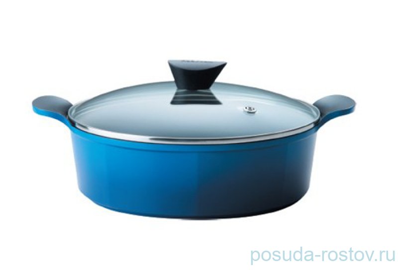 Жаровня 28 см с крышкой "Фрайбест /Posh" голубая / 048821