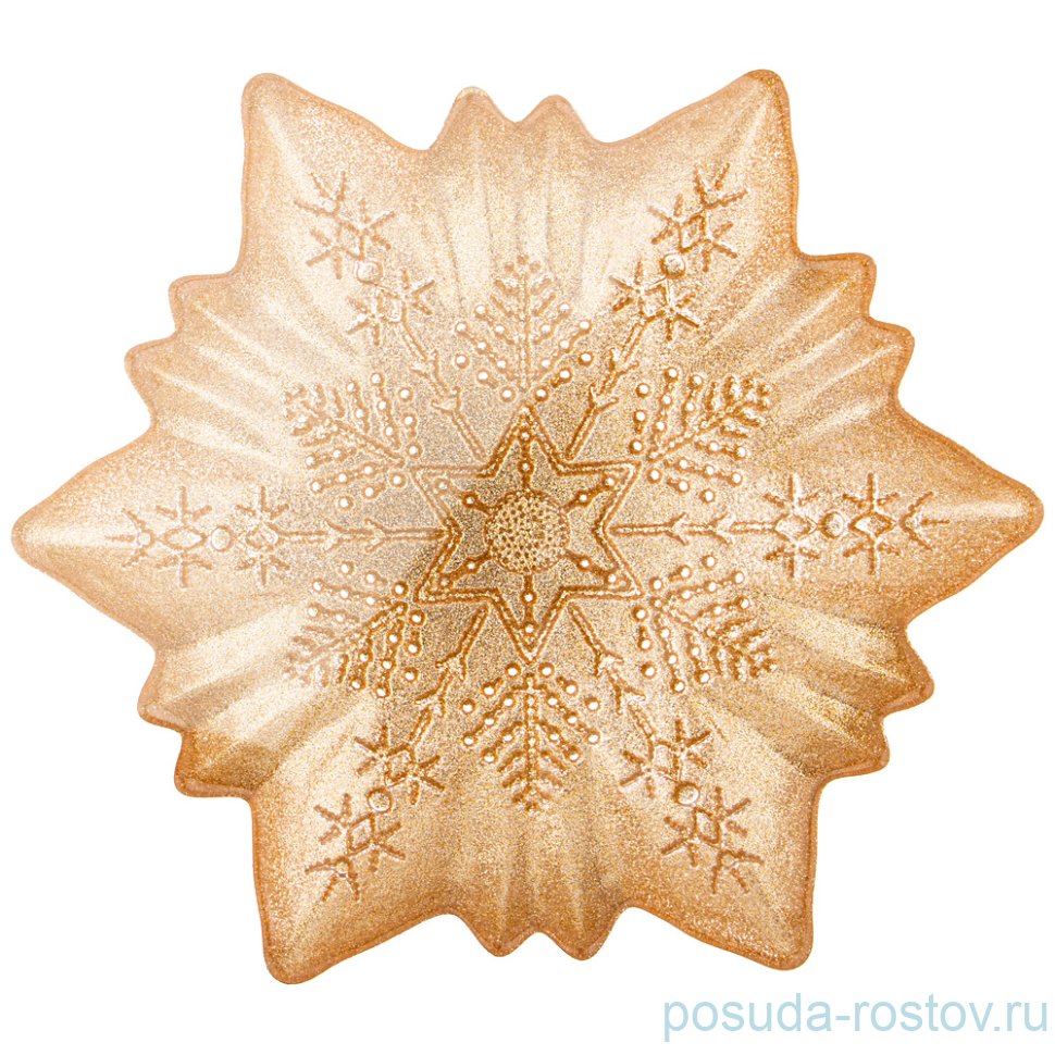 Блюдо 26 см снежинка "snow cristal gold" / 262809