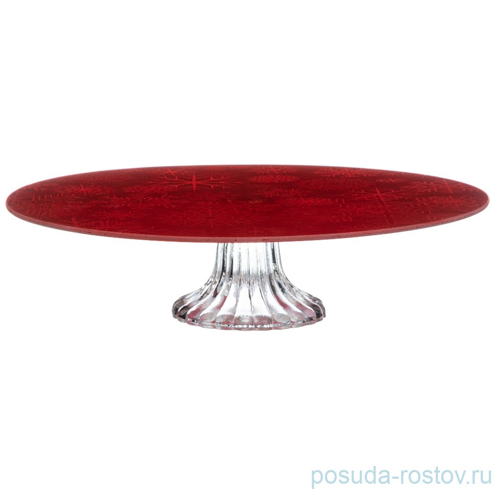 Тортница 25 см н/н красная "Новогодний калейдоскоп /Снежинки" / 268485 Тортница 25 см н/н красная "Новогодний калейдоскоп /Снежинки" / 268485