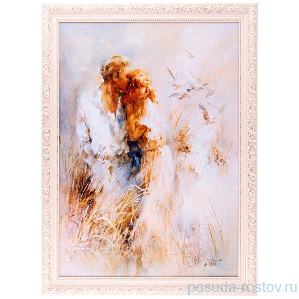 Картина 50 х 70 см "На свидании" /рамка крем с золотом / 275188