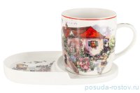 Кружка 400 мл на блюдце-подносе &quot;Красный коттедж&quot; / 291444