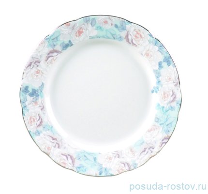 Тарелка 19 см 1 шт &quot;Роза /Голубая роза /платина&quot; / 245454