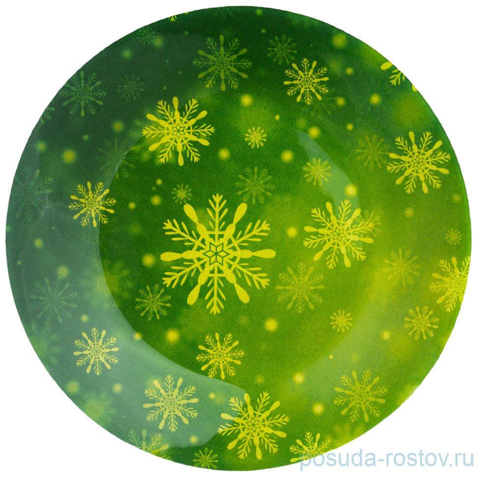 Тарелка 20 см зелёная "новогодний калейдоскоп /снежинки" / 268457