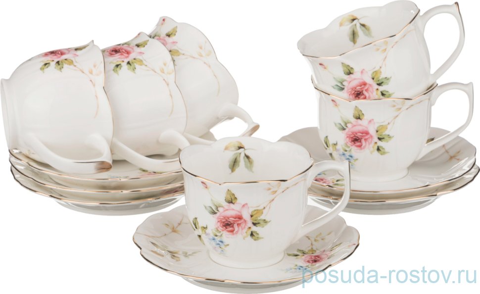 Набор чайных пар 200 мл 6 шт "Валерия" / 200055 Набор чайных пар 200 мл 6 шт "Валерия" / 200055