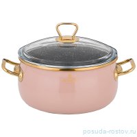 Кастрюля 20 см с крышкой эмалированная 3,2 л антипригарное мраморное покрытие &quot;agness /тюдор&quot; / 206399