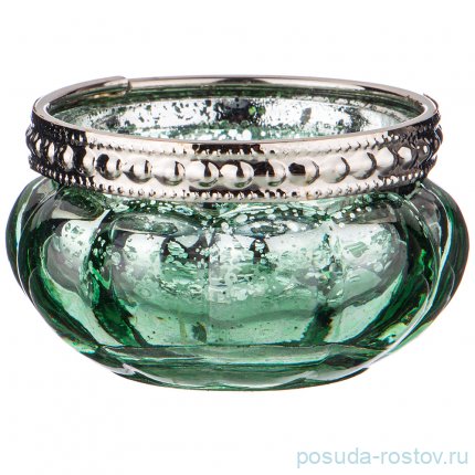 Подсвечник 6 х 3,5 см с металлическими элементами зелёный / 209343