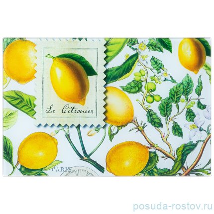Доска разделочная 20 х 30 х 0,4 см стеклянная &quot;Лимоны&quot; / 270716