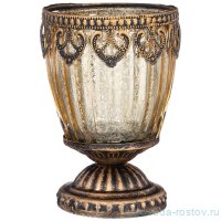 Подсвечник 8,5 х 8,5 х 13 см н/н &quot;Дубай&quot; с металлическими элементами янтарный / 272879