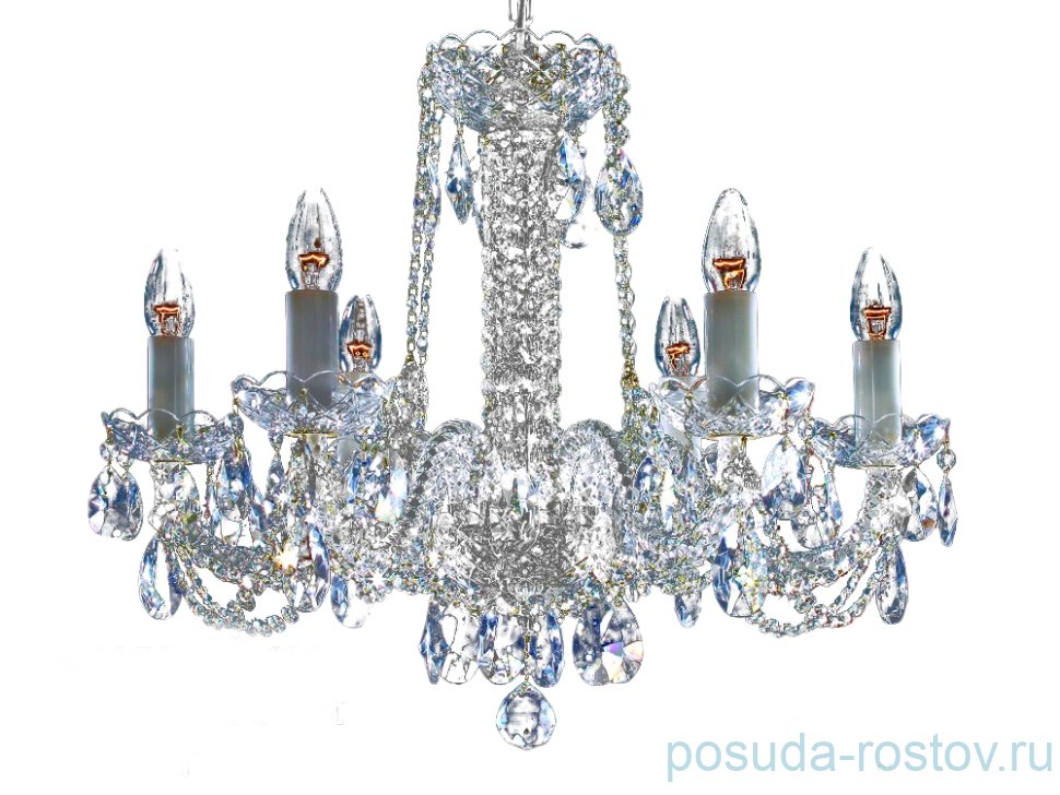 Люстра 6 рожковая никель /хрусталь  Royal "Роял" / 046851