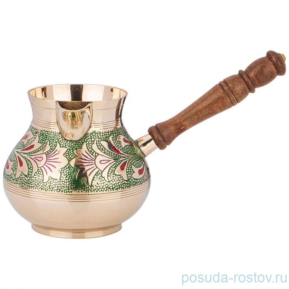 Турка 800 мл латунь цветная эмаль зелёная "Graving Color" / 278884 Турка 800 мл латунь цветная эмаль зелёная "Graving Color" / 278884