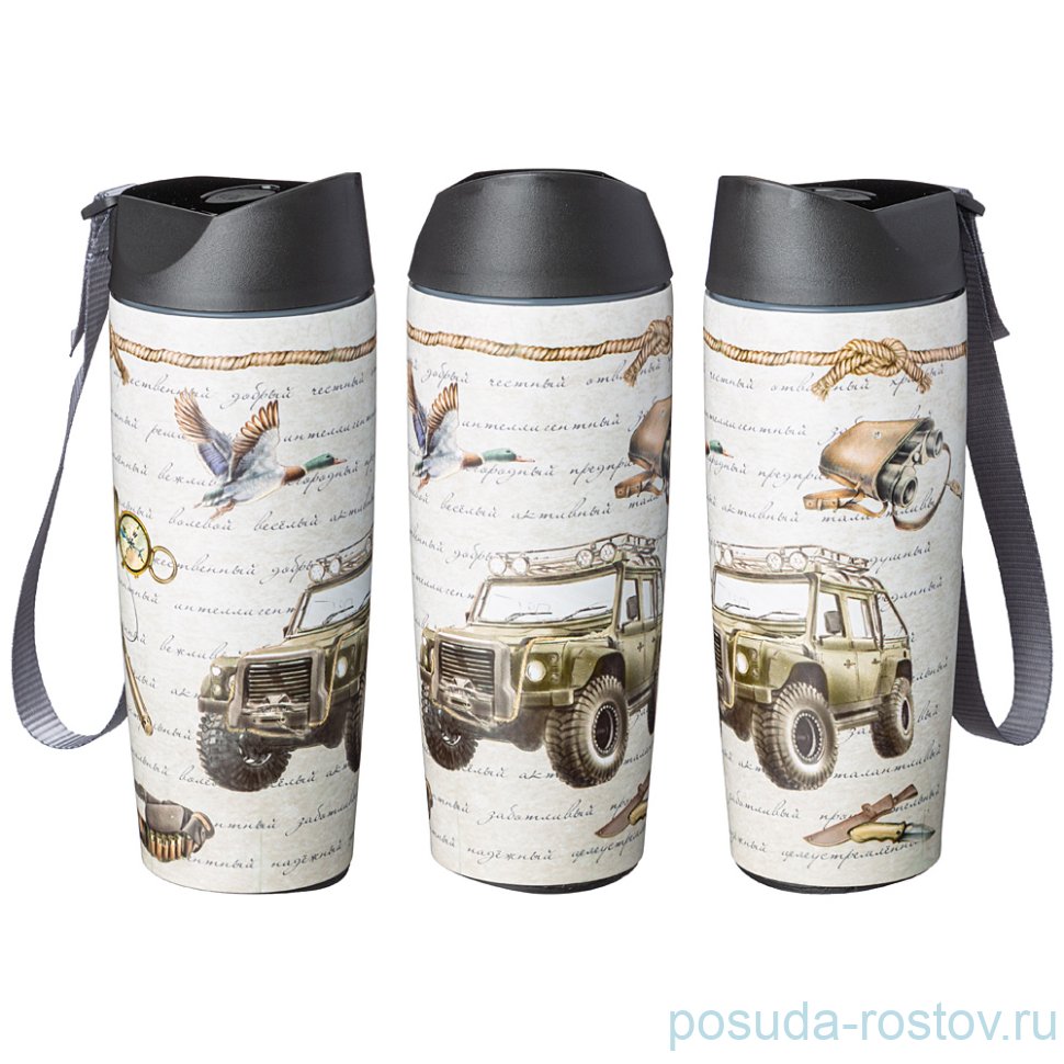 Термокружка 380 мл с кнопкой-стоппером "Охота" / 271971