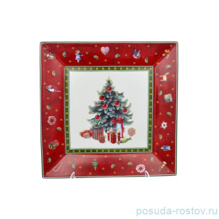 Блюдо 22 см квадратное &quot;Christmas world /Bordo&quot; / 230079